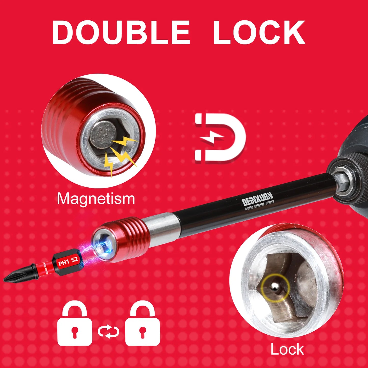 Schlagschrauber Bithalter Set 150mm magnetisch - Schnellwechsel für Bohrer