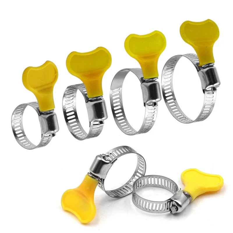 5 Stück verstellbare Schlauchschellen 8-44 mm mit gelbem Griff, rostfrei Edelstahl