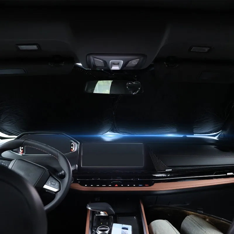 Effektiver UV- - Hitzeschutz: Faltbarer Auto Frontscheiben-Sonnenschutz mit Laser-Design