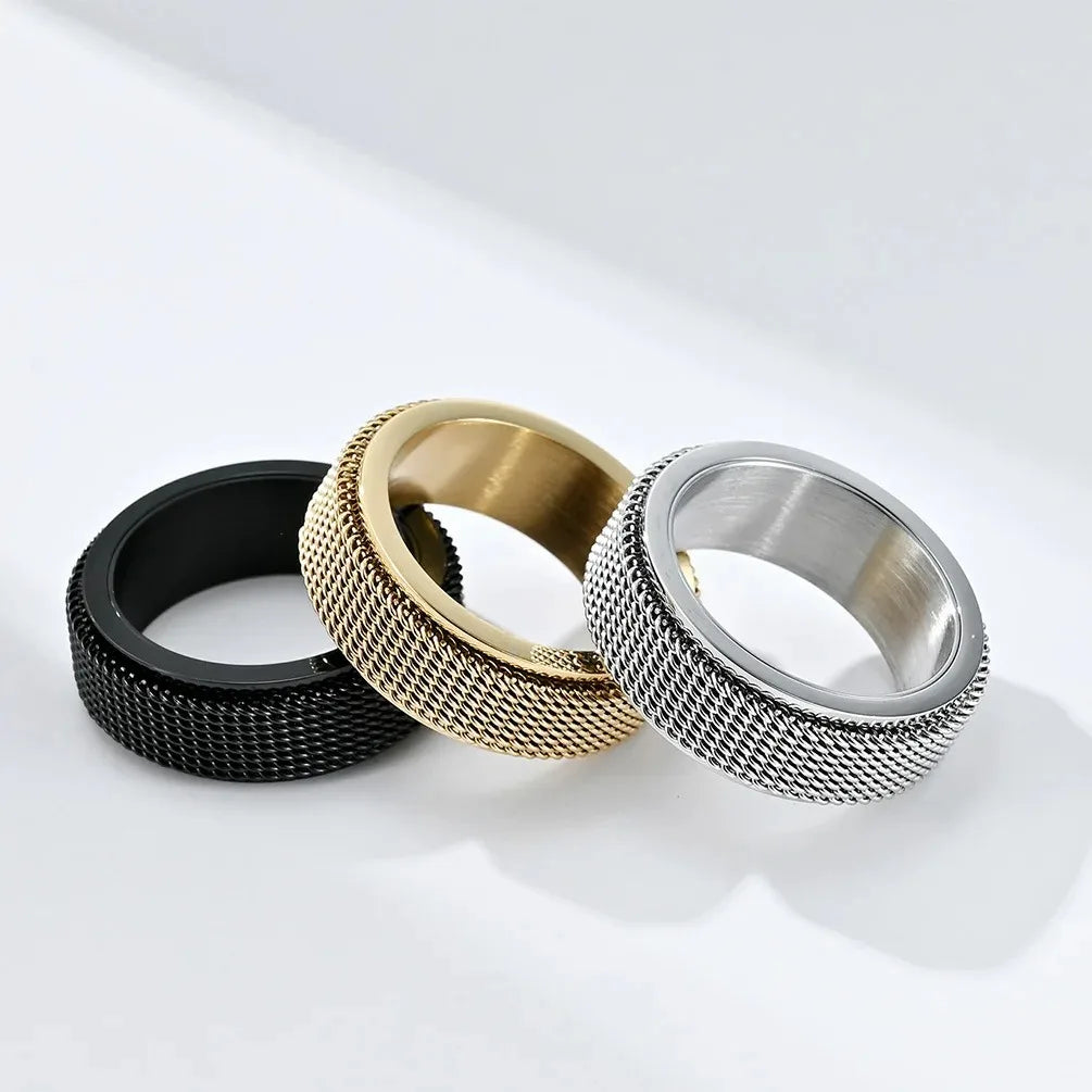 Edelstahl Spinner Ring 8mm für Damen Herren - Drehbare Kette gegen Stress