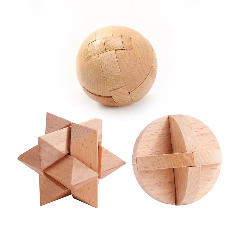 3PCS LuBan Lock Holz Puzzle IQ Brain Teaser für Erwachsene und Kinder