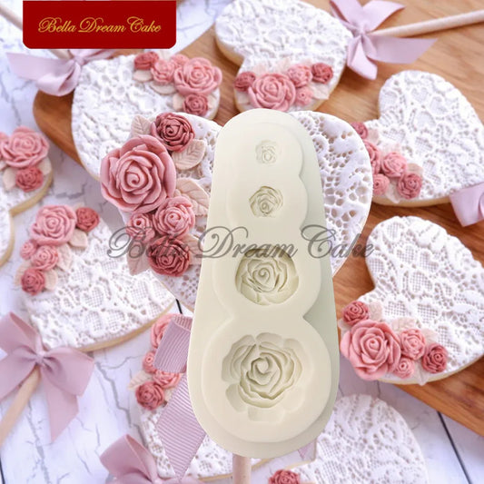 3D Silikon Rose Blume Form für Schokolade Fondant und Kuchen Deko