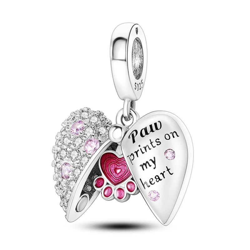 Romantische rosa 925 Silber Charms mit Zirkon – Herz - Parfüm Flasche Set