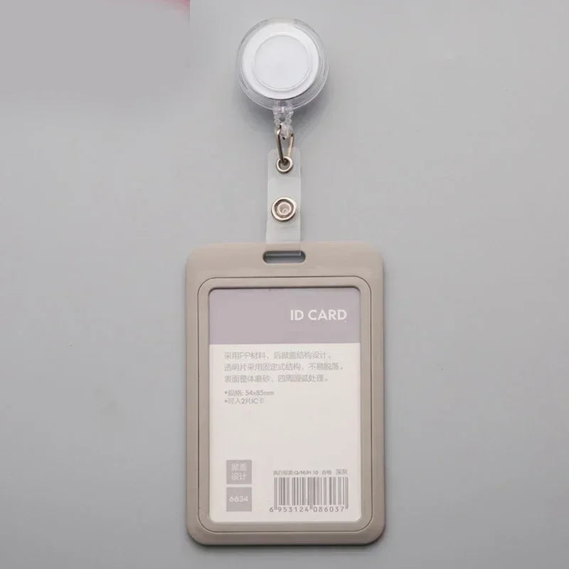Frauen Studenten ID Kartenhalter versenkbar transparent mit Clip
