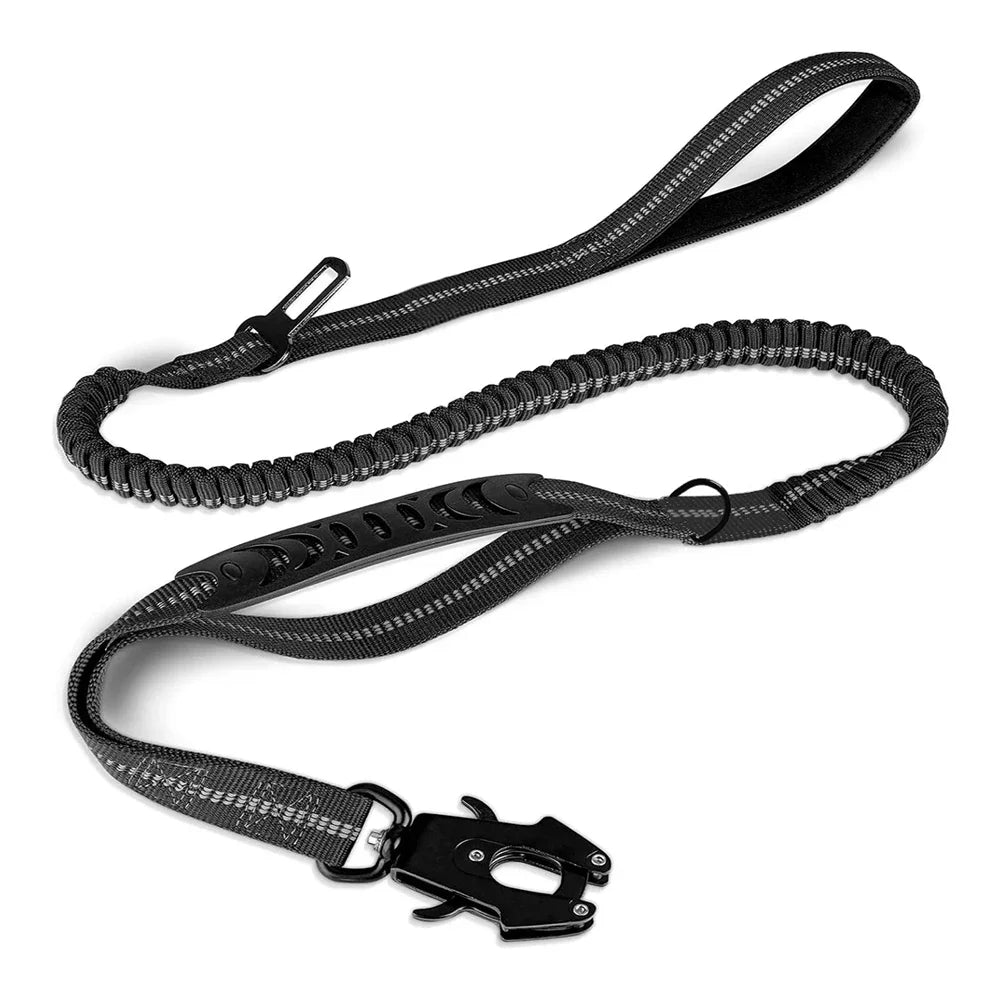 Stoßdämpfende Bungee-Hundeleine mit Sicherheitsgurt, reflektierend, 178 cm