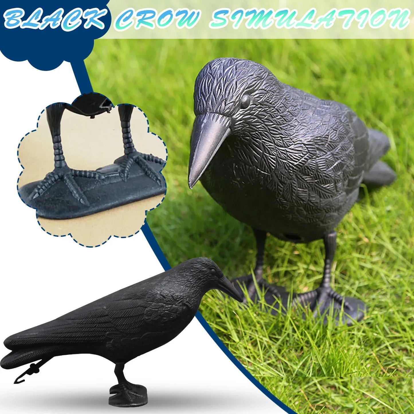 Natürlicher Vogelschutz: Realistische schwarze Krähe 38cm für Balkon & Garten