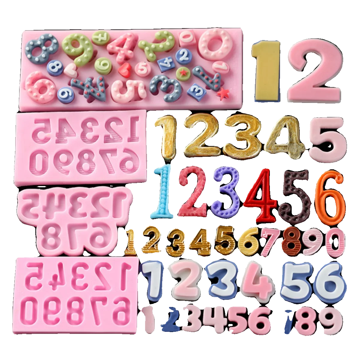 Vielseitige 3D-Silikonform: Zahlen - Buchstaben für Backen - Basteln