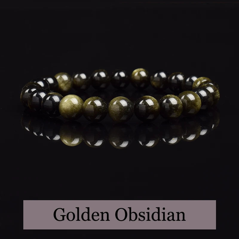 Goldener Obsidian Armband Naturstein Perlen Unisex | Energie & Stil