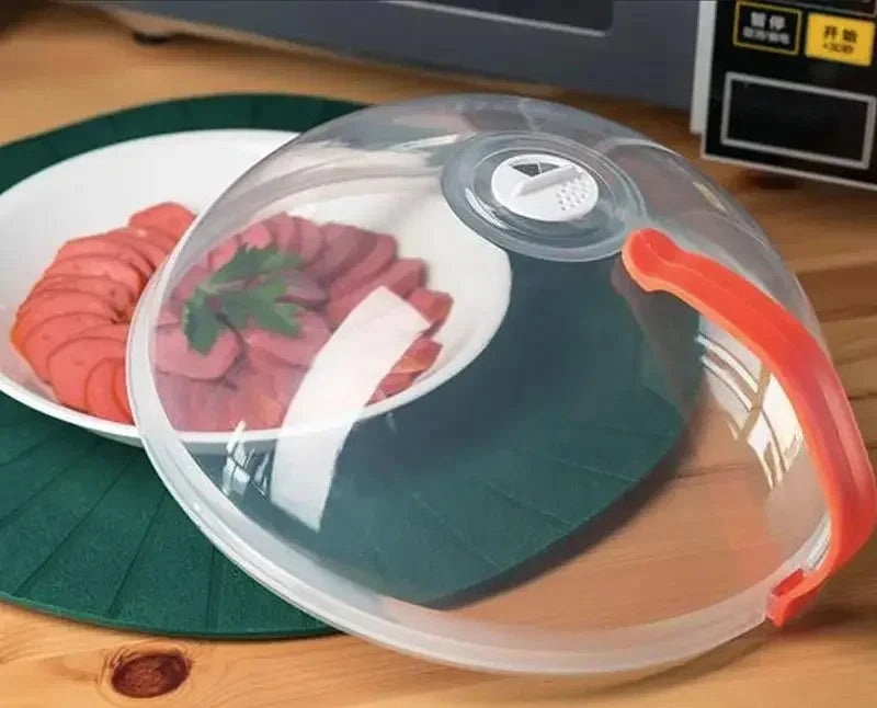 Hitzebeständiger Mikrowellen-Spritzschutz transparent mit Dampfaustritt - Griff