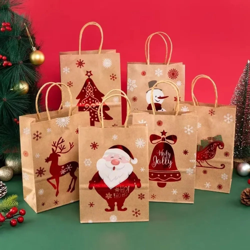1-30 Stück Weihnachten Kraftpapier Taschen für Süßigkeiten und Geschenke
