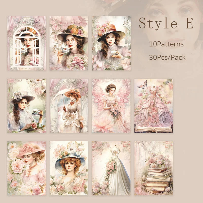 30-teiliges Scrapbooking Papier-Set mit 6 Designs für kreative DIY-Projekte