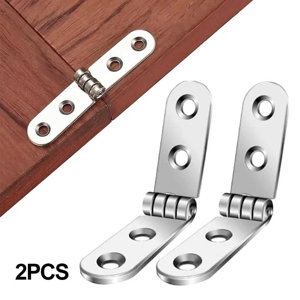 Robuste 2er-Set 180° faltbare Scharniere aus Eisen – leise - rostfrei, silber