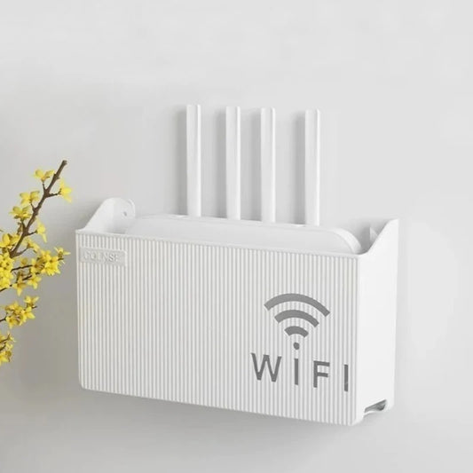 Wandmontiertes WLAN-Router-Regal mit Kabelmanagement für Wohnzimmer