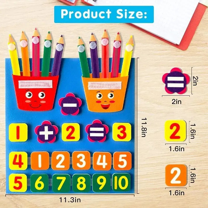 Spielerisch Mathe Lernen: Pädagogisches Filz Lernbrett 30x28,7 cm für Kinder