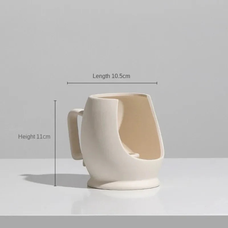 Moderne einfache Keramik Kunst Vase mit getrockneten Blumenarrangement