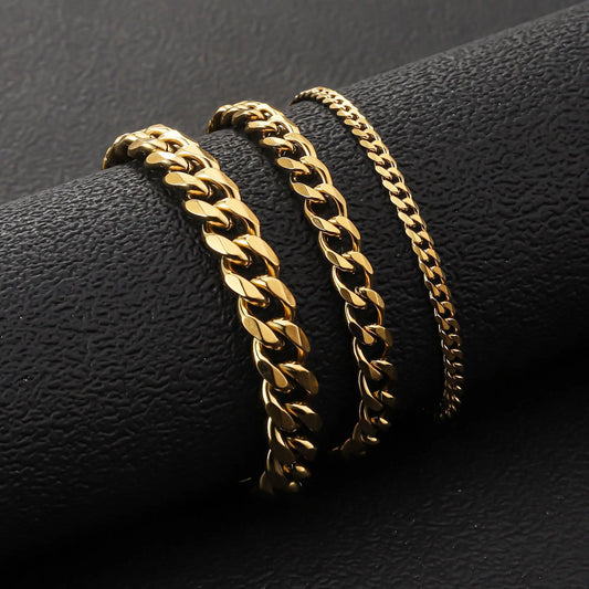 Edelstahl Cuban Link Kette Unisex 3-12mm Breite für Punk Goth Style Schmuck