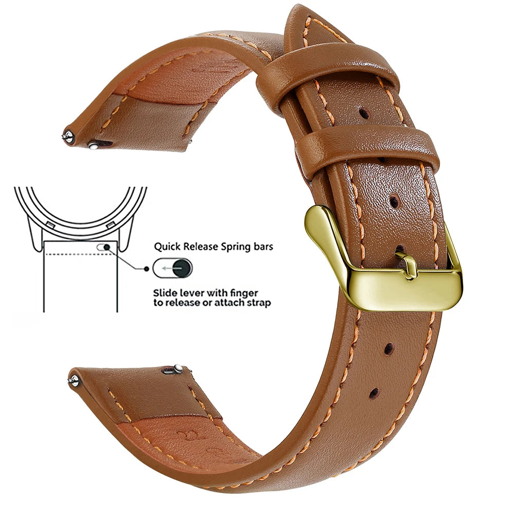 Echtleder Uhrenarmband Schnellverschluss 18/20/22mm für viele Smartwatches