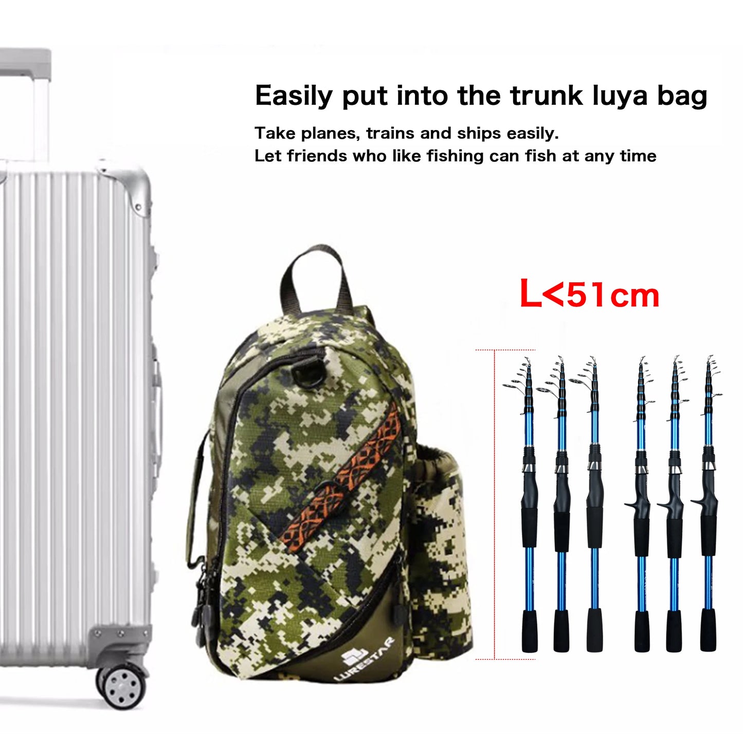 Ultraleichte Teleskop Angelrute für Reisefischen bis 6 Pfund