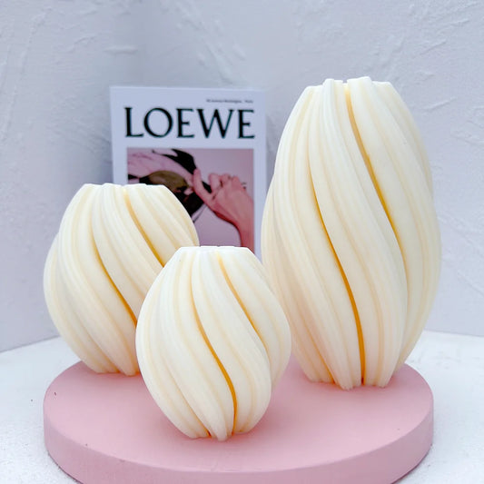 Geometrische Wellenwirbel Kerzenformen in drei Größen aus Silikon