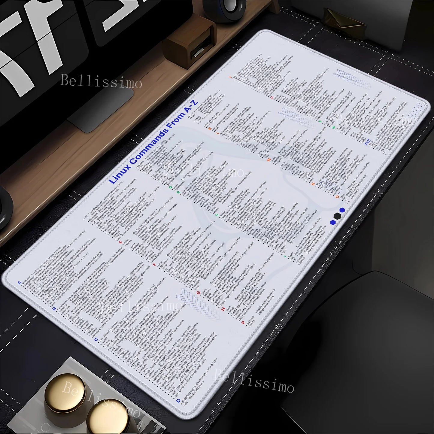 Rutschfestes großes Mauspad mit Linux Kommandos für Programmierer