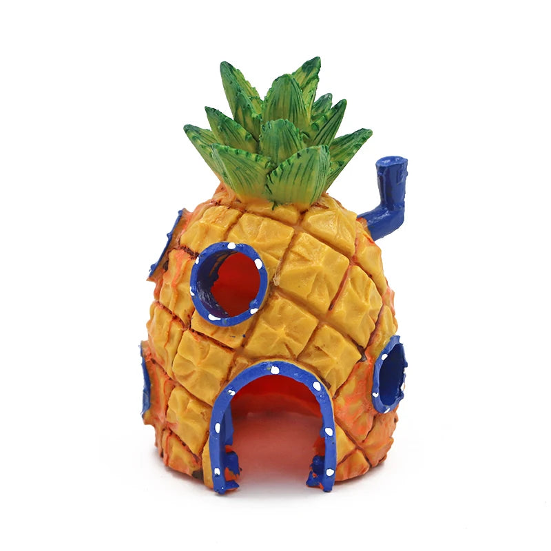 Aquarium Deko Figuren Harz – Ananas Haus Höhle Fass Cartoon Stil