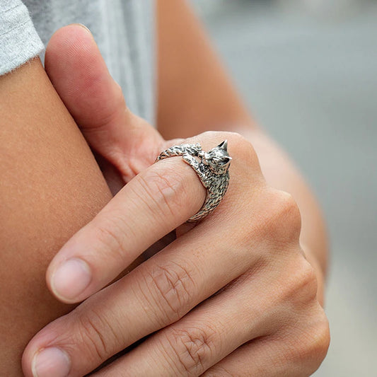 Verstellbarer Vintage Tiermotiv Ring Unisex für Gothic Fans