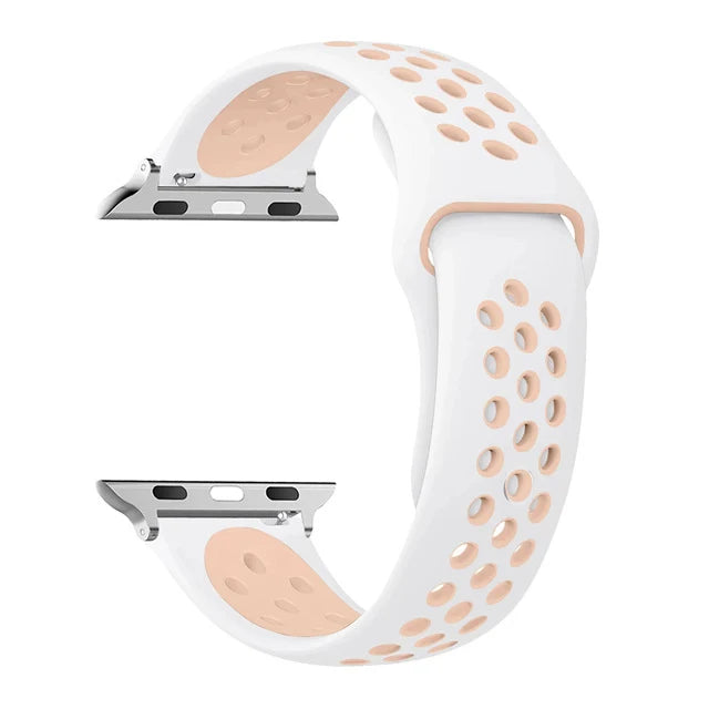 Atmungsaktives Silikon-Sportarmband kompatibel mit Smartwatch 38-49 mm