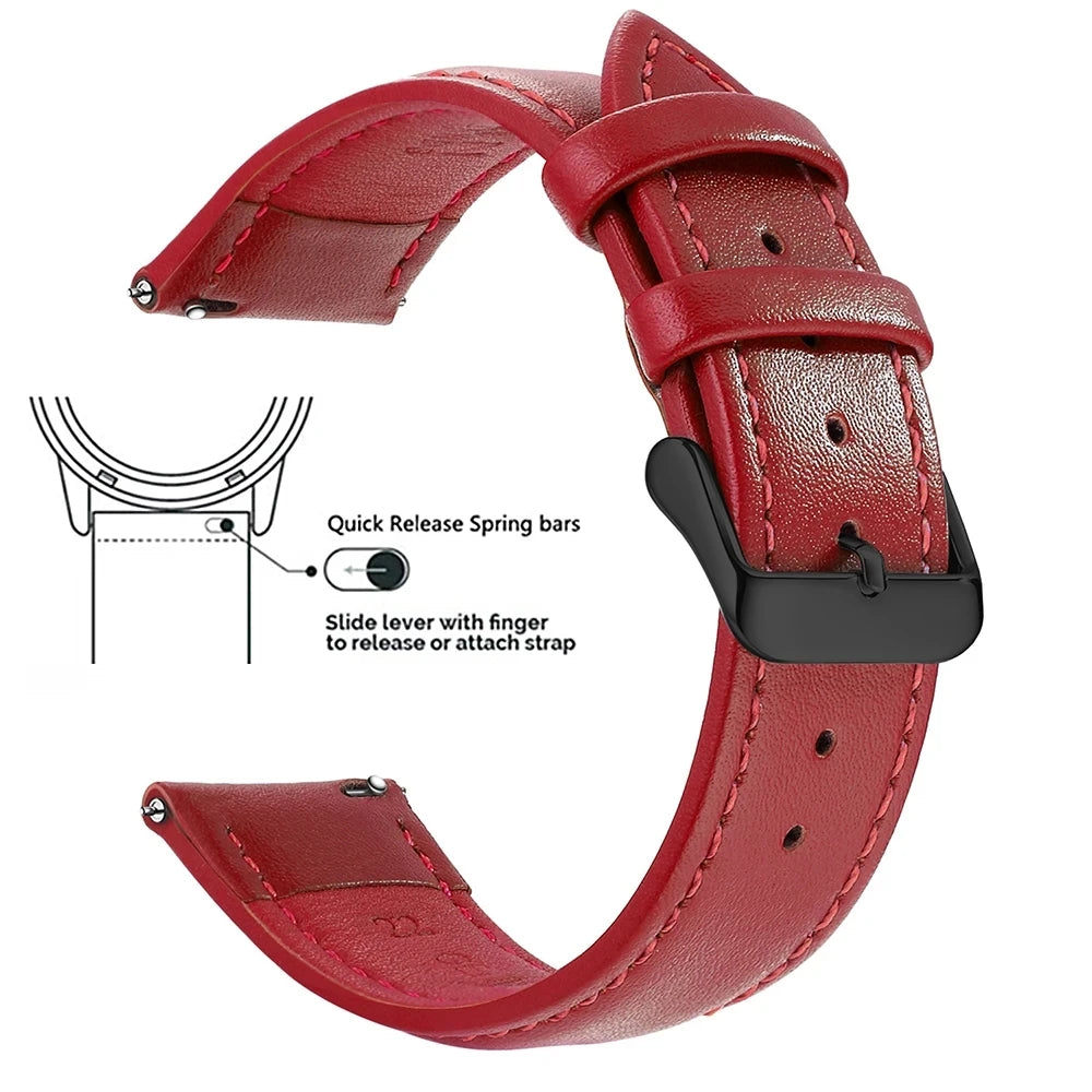 Echtleder Uhrenarmband Schnellverschluss 18/20/22mm für viele Smartwatches