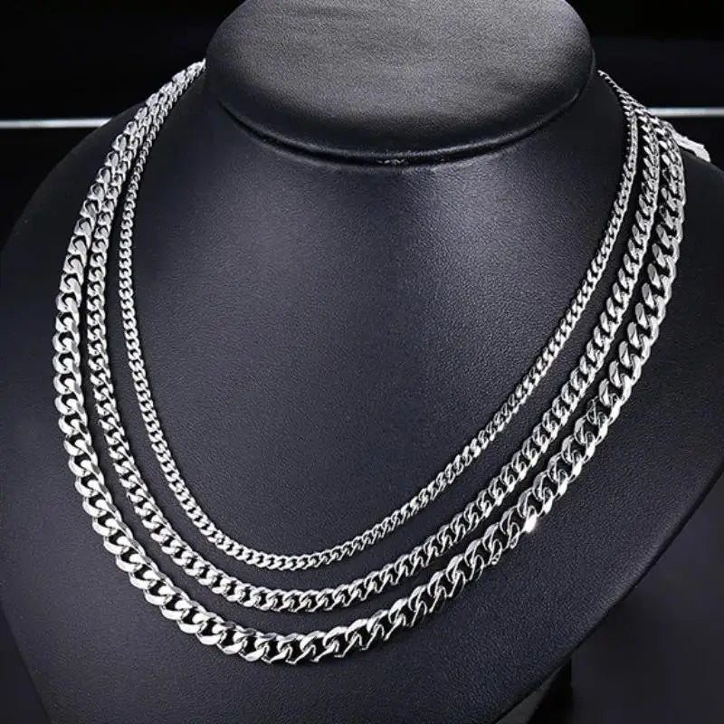 Edelstahl Cuban Link Kette Unisex 3-12mm Breite für Punk Goth Style Schmuck