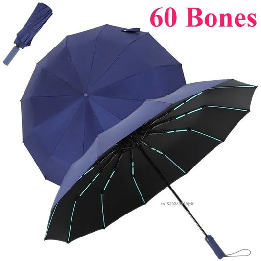 Automatischer winddichter Faltsonnenschirm mit UV Schutz und 60 Knochen