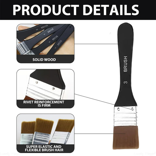 Präzise Basecoating-Pinsel: Flach, hell, Holzgriff – optimal für Acryl, Öl - Aquarell