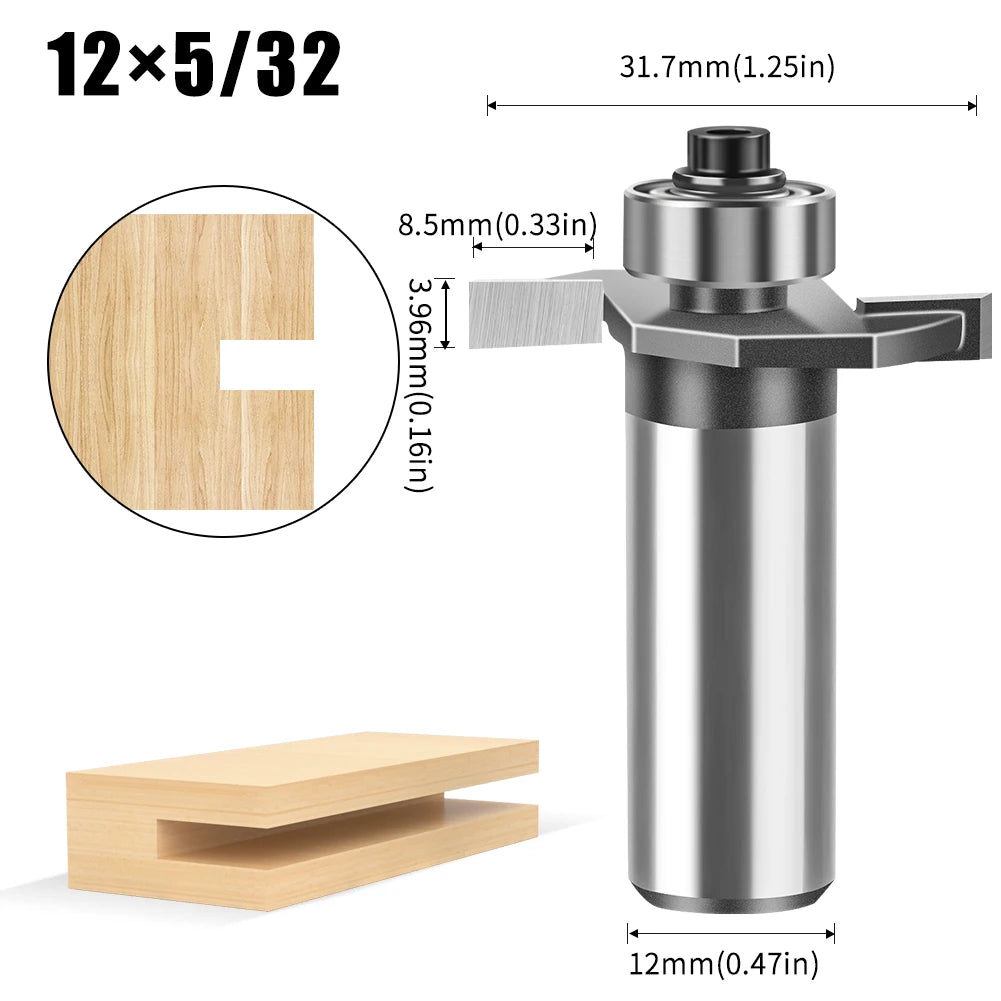 Doppel-rand T-förmiger Fräser mit 6mm und 12mm Schaft für Holzarbeiten