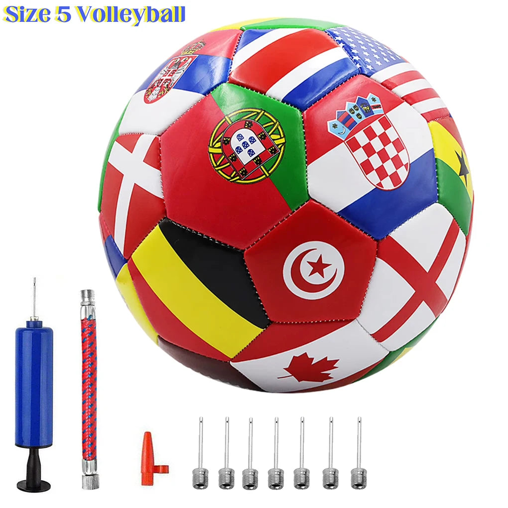 Fußball Größe 5 mit Flaggenmotiv PVC Spielball für Mannschaftstraining