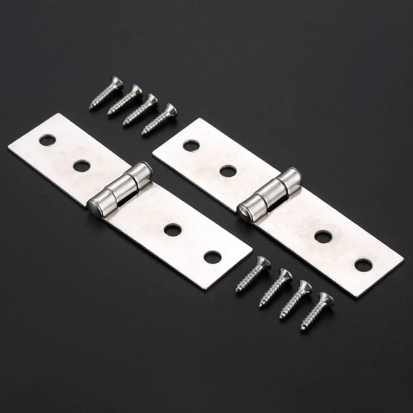 2er Set Möbel-Scharniere 74x20mm Zinklegierung für Holzkisten - Schränke