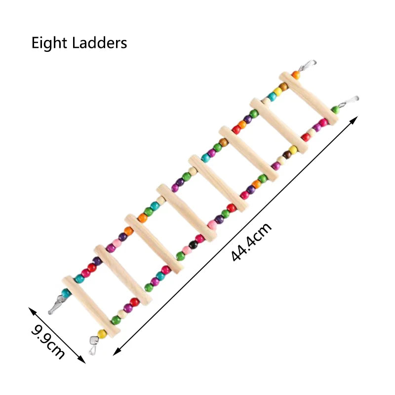 Natürliche Holzvogel Leitern Kletterspielzeug mit bunten Kugeln für Sittiche