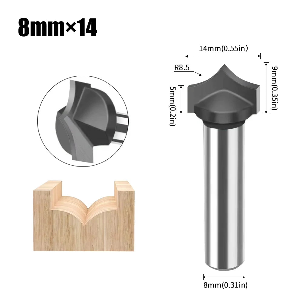 8mm Schaft Holzbearbeitung Router Bit Set mit spitzen Gravurmessern