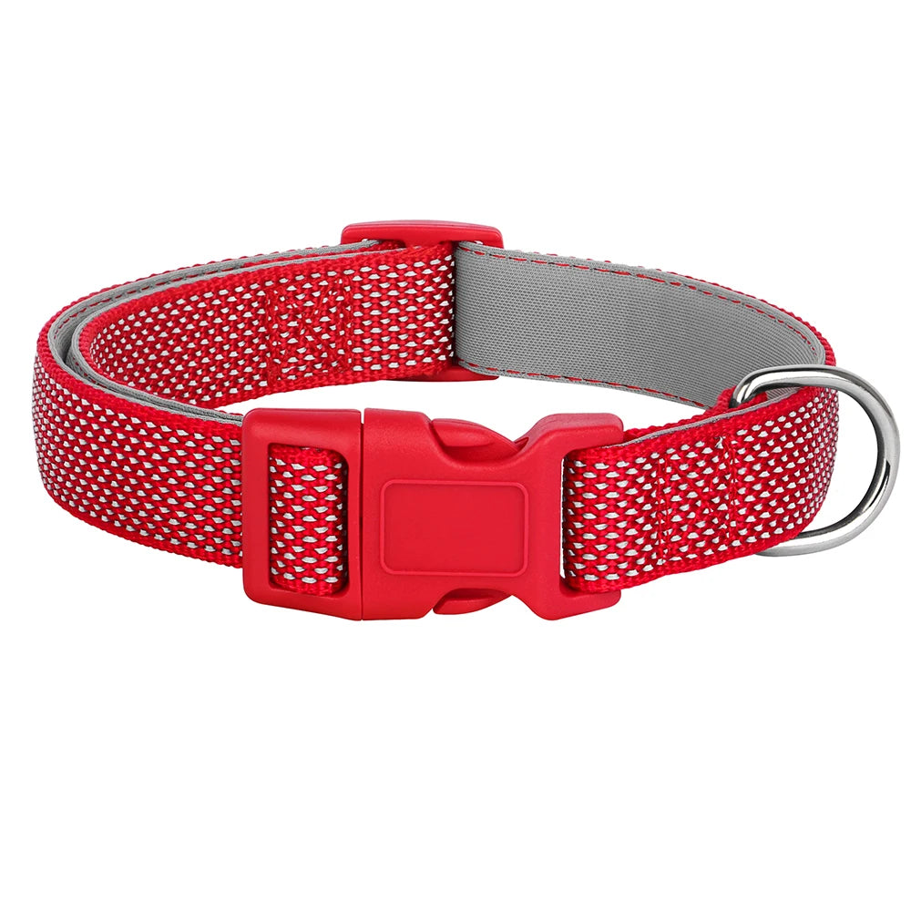 Reflektierendes Hundehalsband aus atmungsaktivem Nylon in 6 Farben, verstellbar