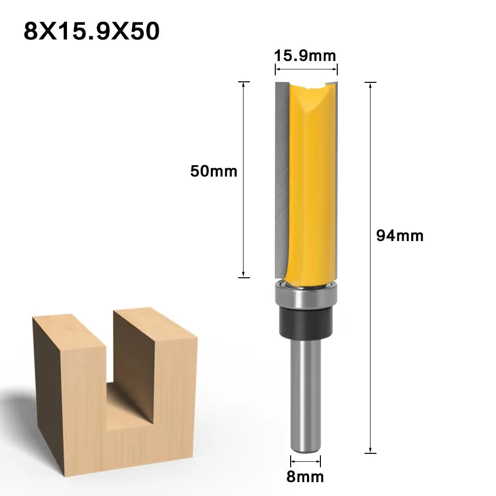 1/4 Zoll 8mm Schaft Langklinge Fräsbit mit Lager für Holzarbeiten