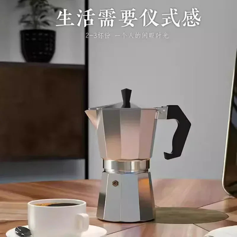 Italienischer Edelstahl Moka Pot – Induktionstauglich, 50-600 ml, Aromatisch