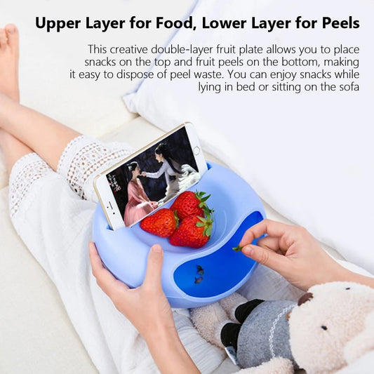 Doppelschicht Aufbewahrungsbox für Snacks Trockenobst mit Telefonhalter