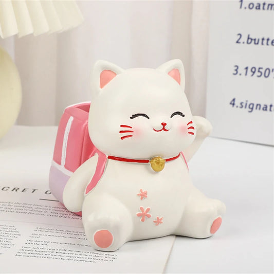 Niedlicher Katzen Stifthalter Harz Desktop Organizer für Schule Büro