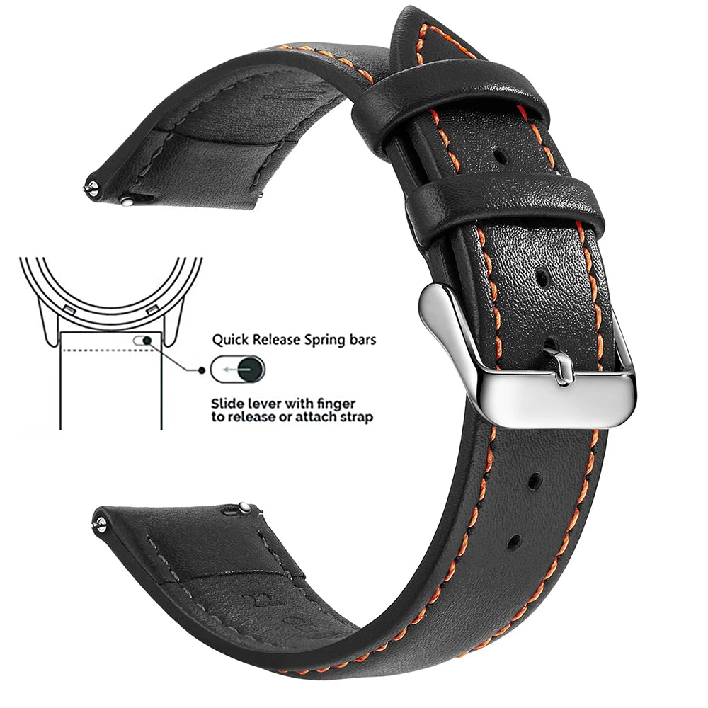 Echtleder Uhrenarmband Schnellverschluss 18/20/22mm für viele Smartwatches