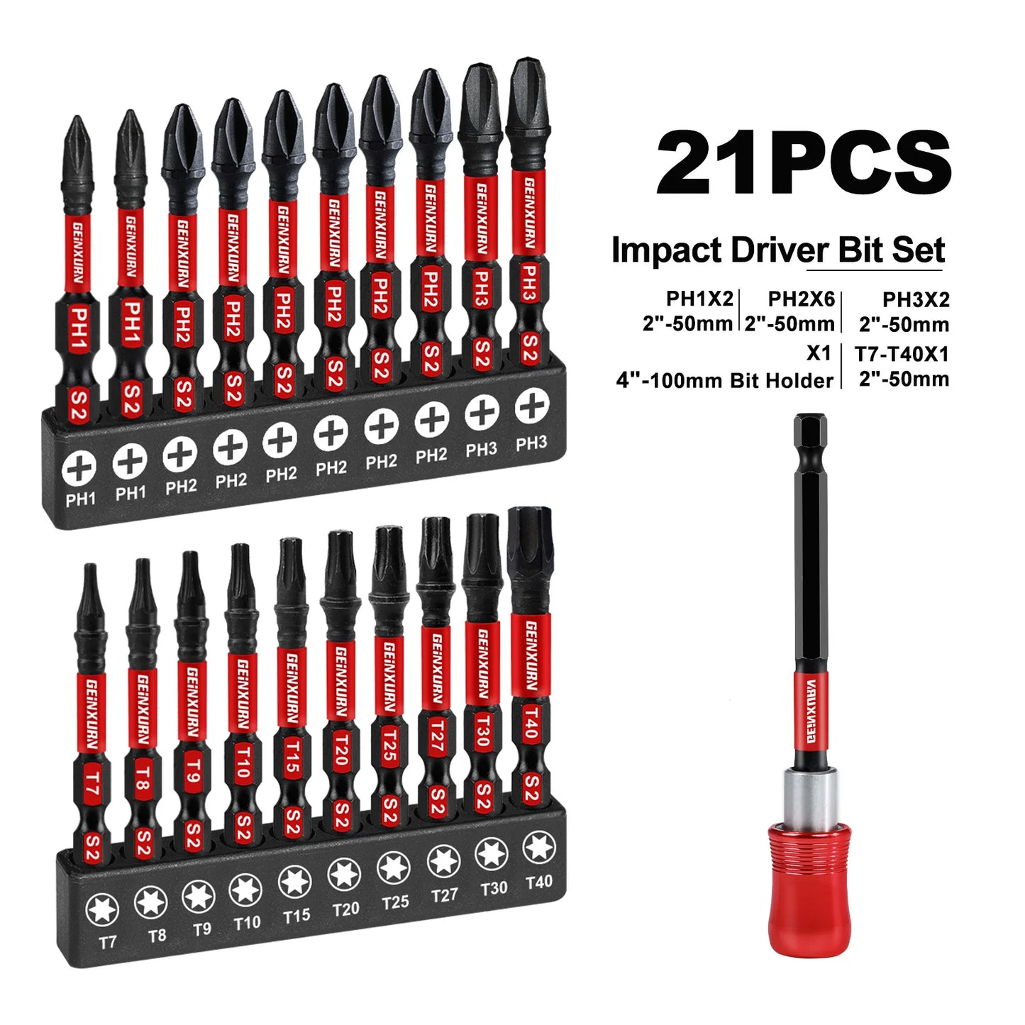 4 Zoll Magnet Bithalter Set für Schlagschrauber - Schnellwechsel Bits