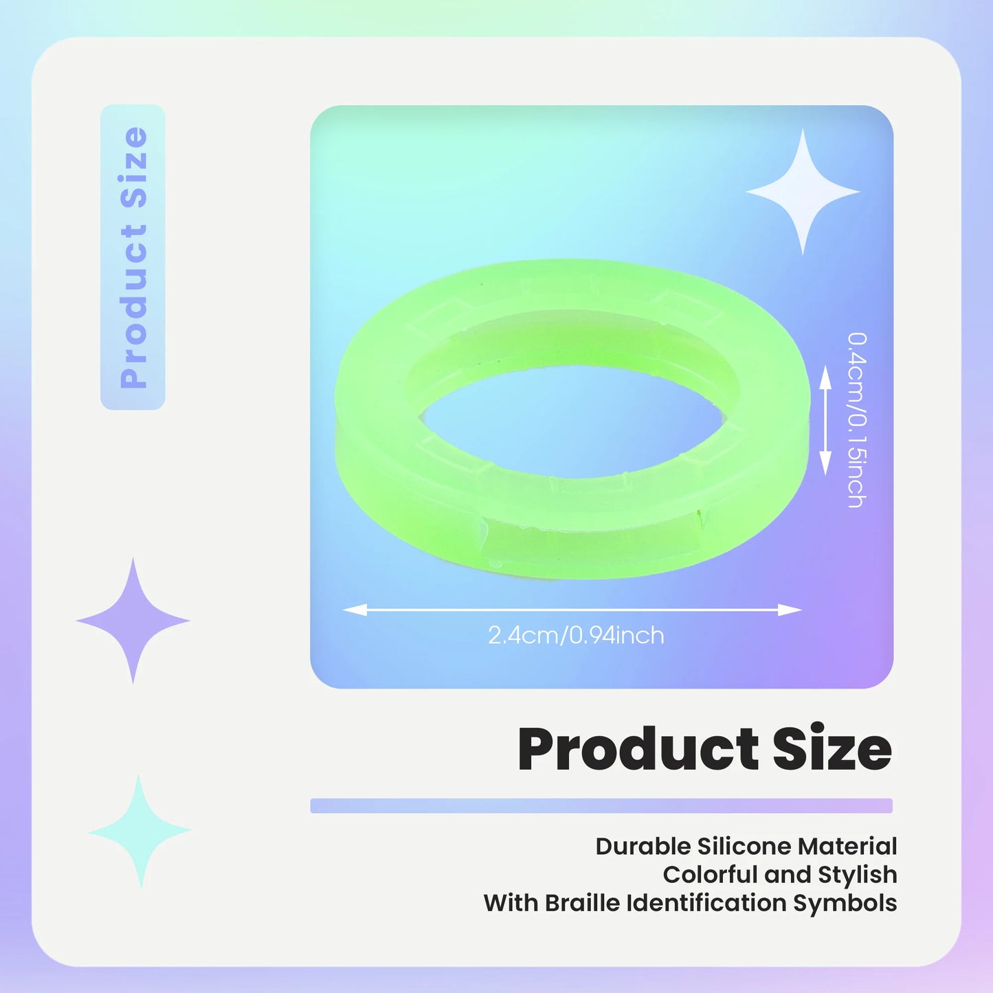Set 8 bunte Silikon-Tastenkappenabdeckungen mit Braille-Symbolen