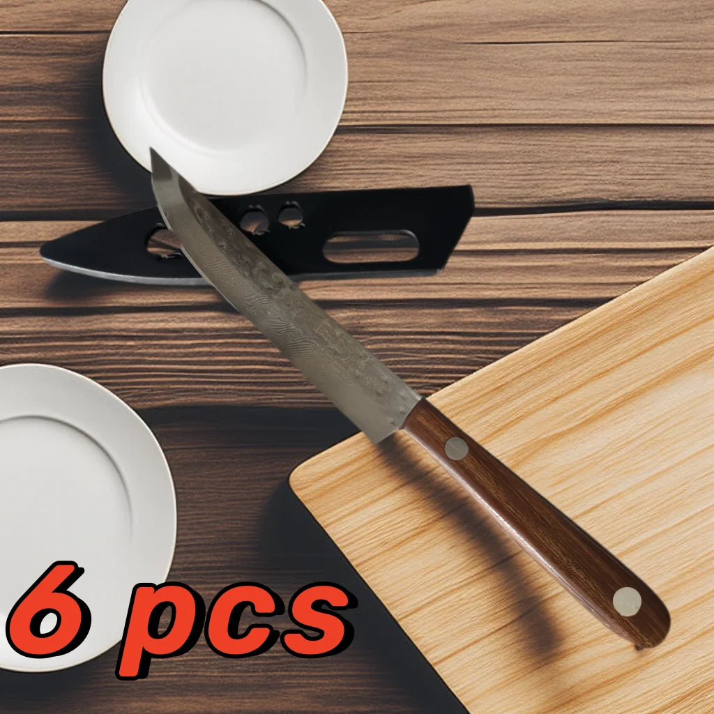 Damaskus Stahl Steakmesser Set mit Massivholz Griff Scharf und Langlebig