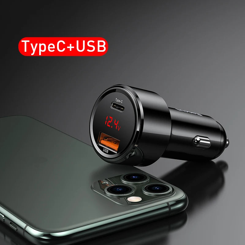 45W Auto Schnellladegerät PD USB C Dual Port QC 4.0 3.0 für Handy Tablet