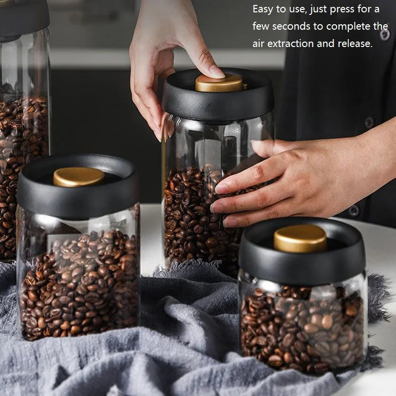 Frischegarantie für Kaffeebohnen: 501ml Vakuum-Glasbehälter, umweltfreundlich