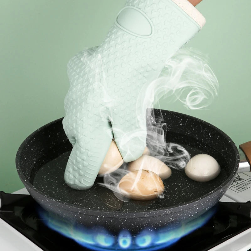 Hitzebeständige Silikon-Backhandschuhe mit Baumwollfutter und rutschfestem Griff