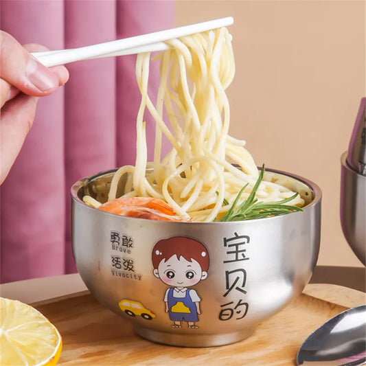 Kreative Cartoon Reis Schüssel aus Edelstahl für Kinder und Haushalt