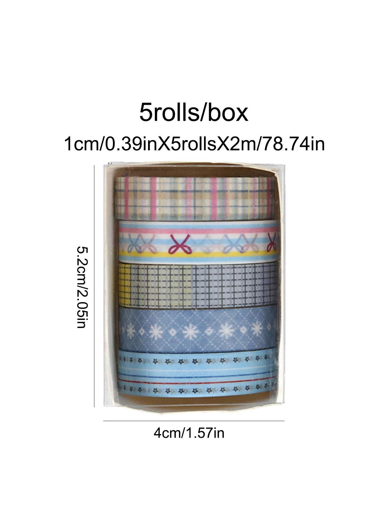 5 Rollen Washi Tape Set für Geschenkverpackung und Präzisionsarbeiten